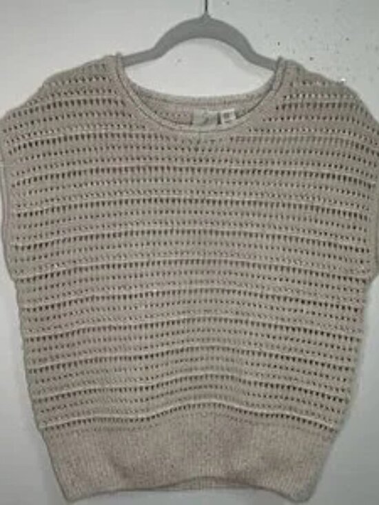 Tops - Glittery loose knit crochet sweater vest
